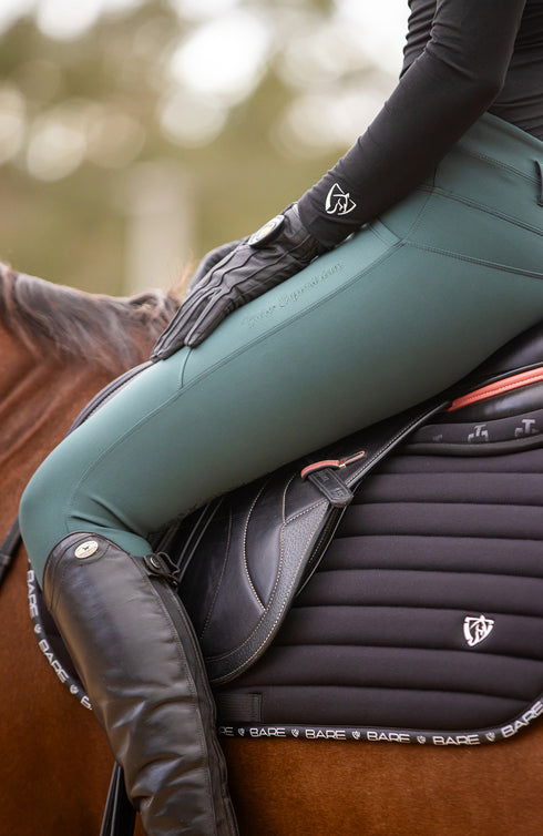 BARE FlexForm Sculpting Riding Tights - Deep Green